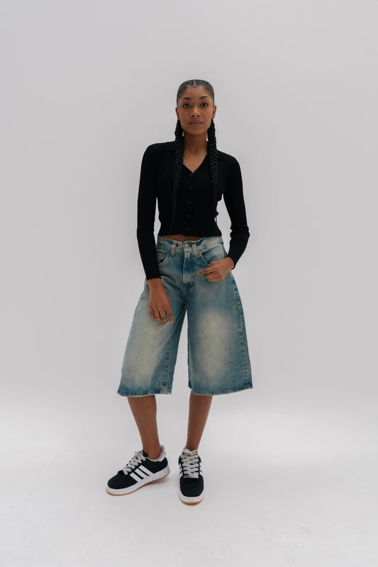 JORT BAGGY VINTAGE BLUE -  MUJER